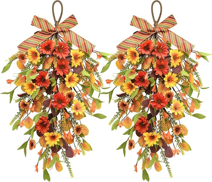 Fall Swag Wreaths for Front Door Decor, Fall Porch Decorations for Home | Amazon (US)