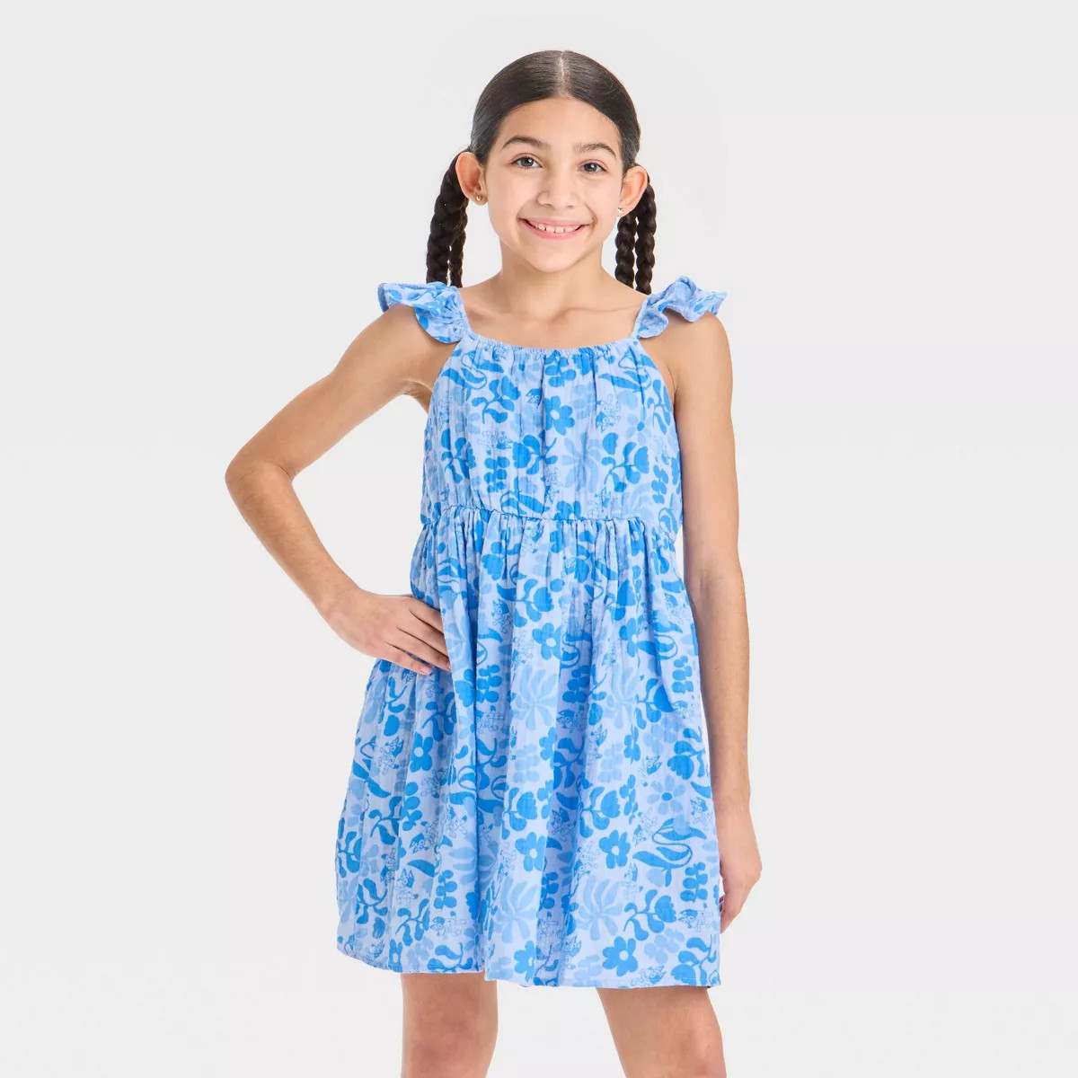 Girls' Bluey Gauze Dress - Blue | Target