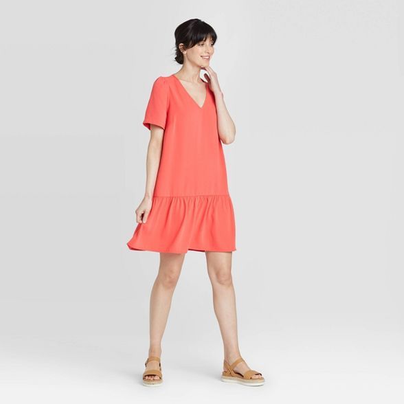 Women's Short Sleeve Ruffle Hem Dress - A New Day™ | Target