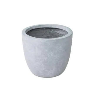 12 in. Tall Slate Gray Lightweight Concrete Round Modern Outdoor Planter | The Home Depot