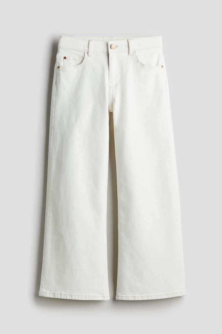 Loose Fit Wide Leg Low Jeans - White - Kids | H&M GB | H&M (UK, MY, IN, SG, PH, TW, HK)