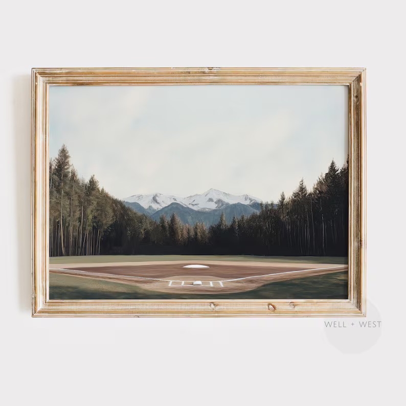 Baseball Field Print | Vintage Style Baseball Diamond | Sports Boys Room Printable Art | Baseball... | Etsy (US)