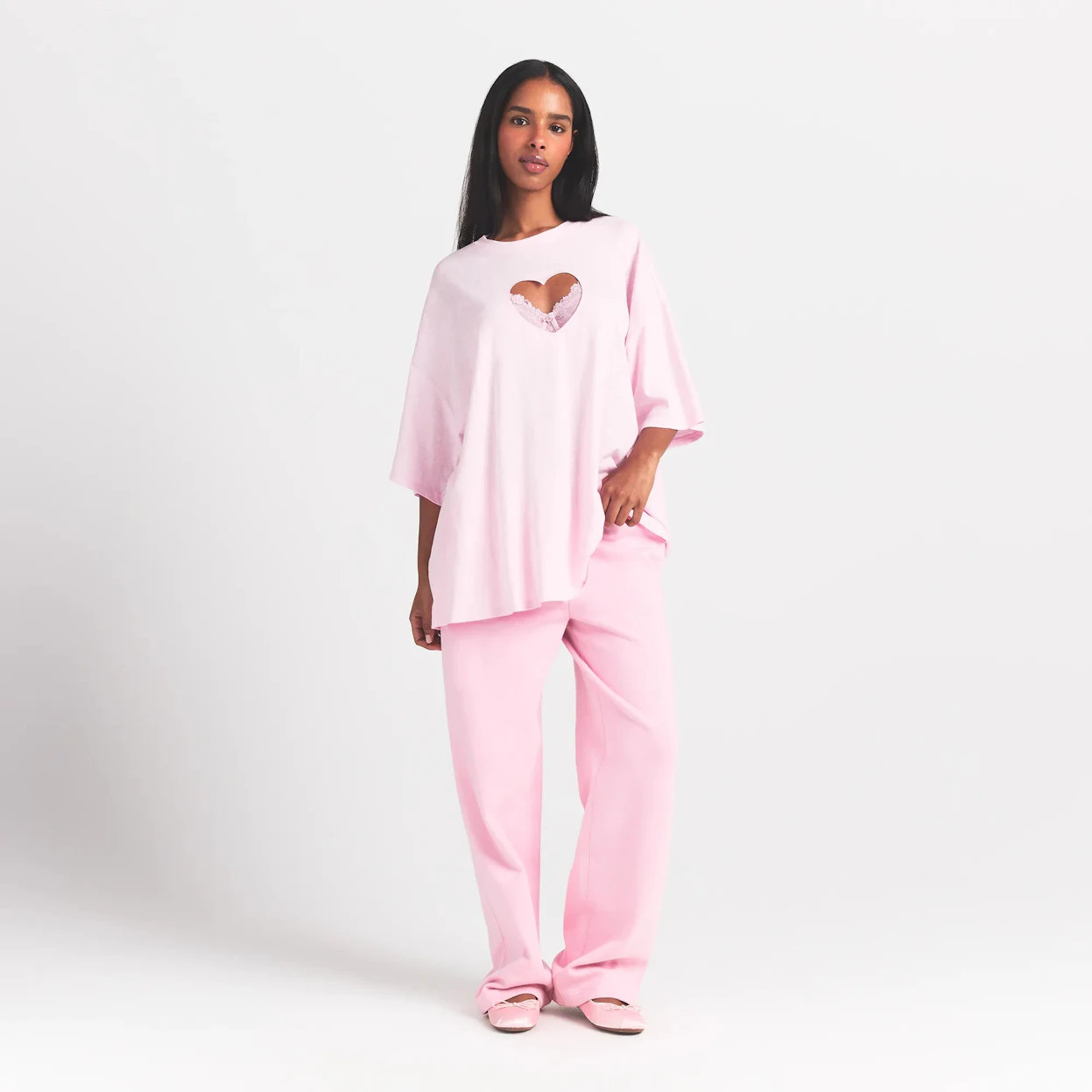 WORN IN JERSEY HEART OVERSIZED T-SHIRT | BABY PINK | SKIMS | SKIMS (US)