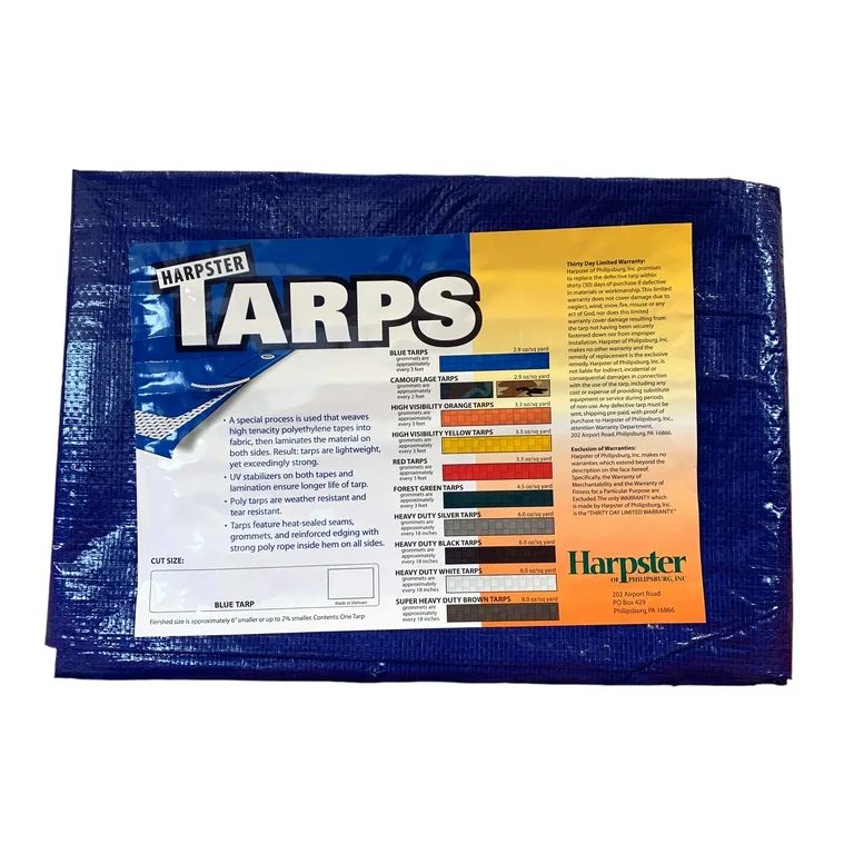 Harpster Tarps 12  ft. x 16  ft. Blue 2.9 oz. Lightweight Economy Polyethylene Tarp  6 Mil - Walm... | Walmart (US)