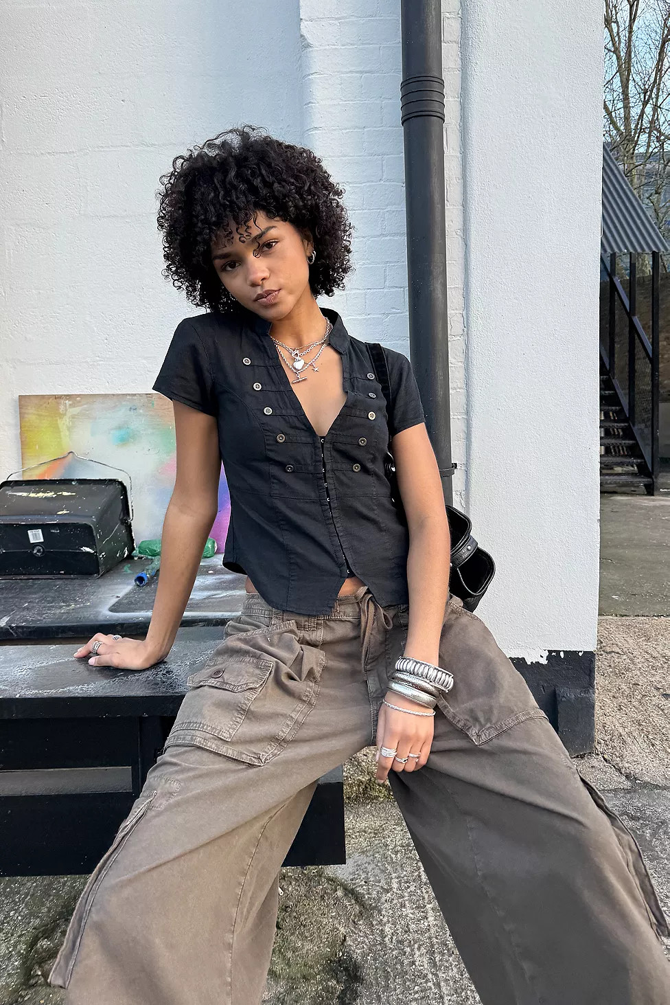 BDG Milo Soft Military Button Detail Shirt | Urban Outfitters UK