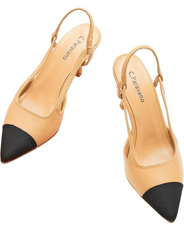 C.Paravano Womens Pumps | Low Heels Pumps | Slingback Pumps | Pointed Toe Heels for Women | Sling... | Amazon (US)