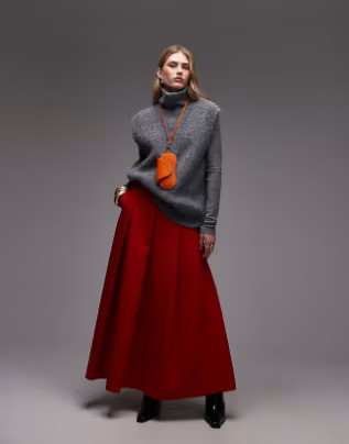 ASOS DESIGN pleated circle skirt in bright red | ASOS (Global)