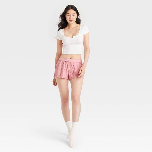Women's Animal Print Foldover Waistband Boxer Shorts - Colsie™ Pink | Target