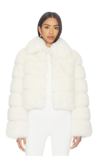 Madison Faux Fur Jacket in White | Revolve Clothing (Global)