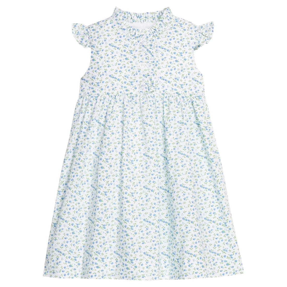 Mayfair Floral Birdie Dress - Blue/Green Floral Girl Dress | Little English