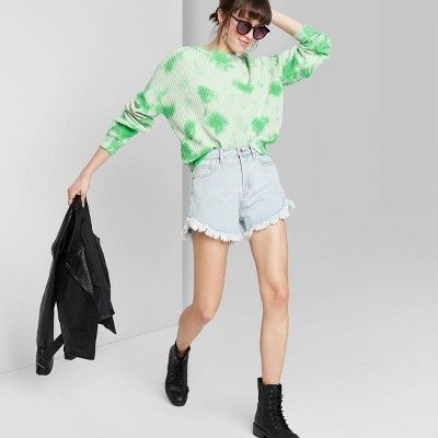 Women's Crewneck Oversized Tie-Dye Pullover Sweater - Wild Fable™ Green | Target
