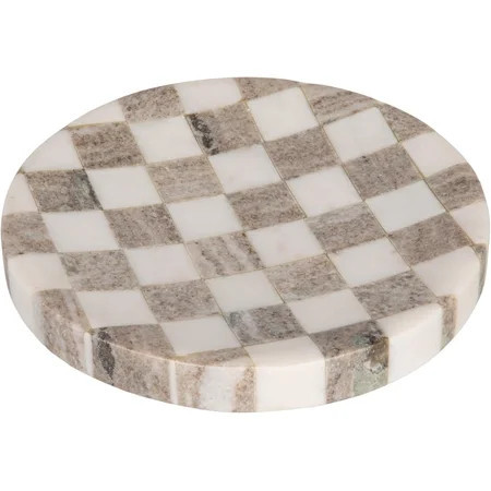 Round Marble Checkered Cheese and Serving Tray, Buff Color and White | Walmart (US)