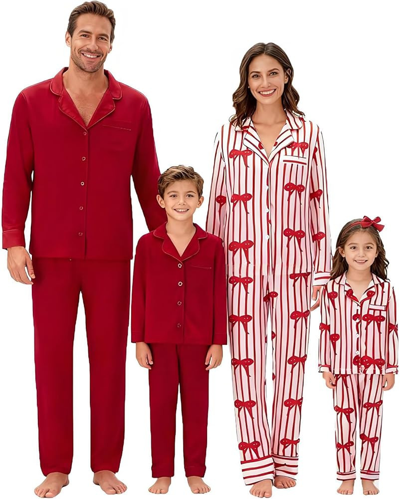 Awoscut Christmas Family Pajamas Matching Sets Button Down Pajamas Santa Claus Holiday Festival S... | Amazon (US)