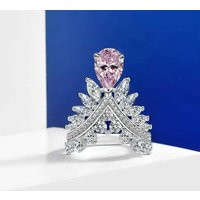 Pink Sapphire Ring, Unique Feather Crown 925 Sterling Silver, Engagement Wedding Perfect Gift For Wo | Etsy (US)