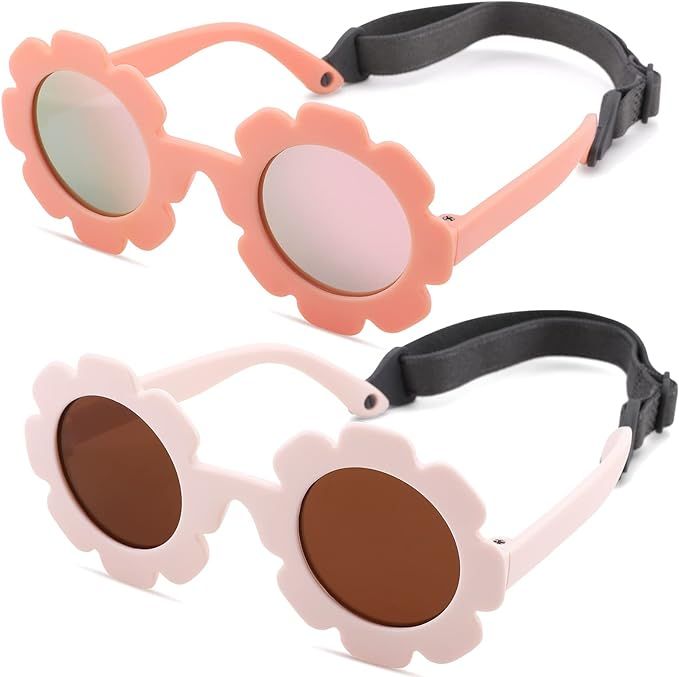 COASION Bendable Flexible Polarized Newborn Baby Flower Sunglasses with Strap for Infant Girls Bo... | Amazon (US)