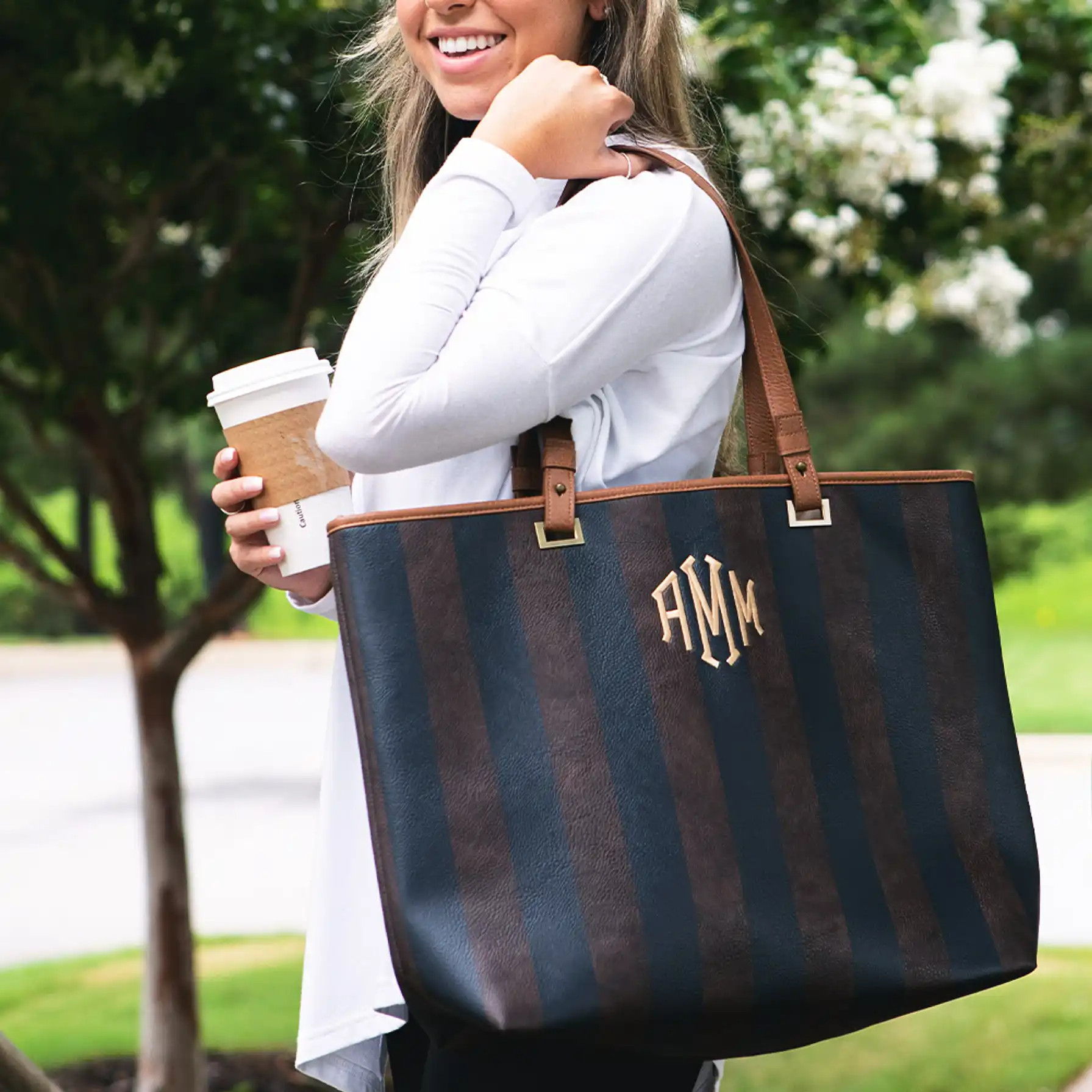 Personalized Striped Tote Bag | Marleylilly