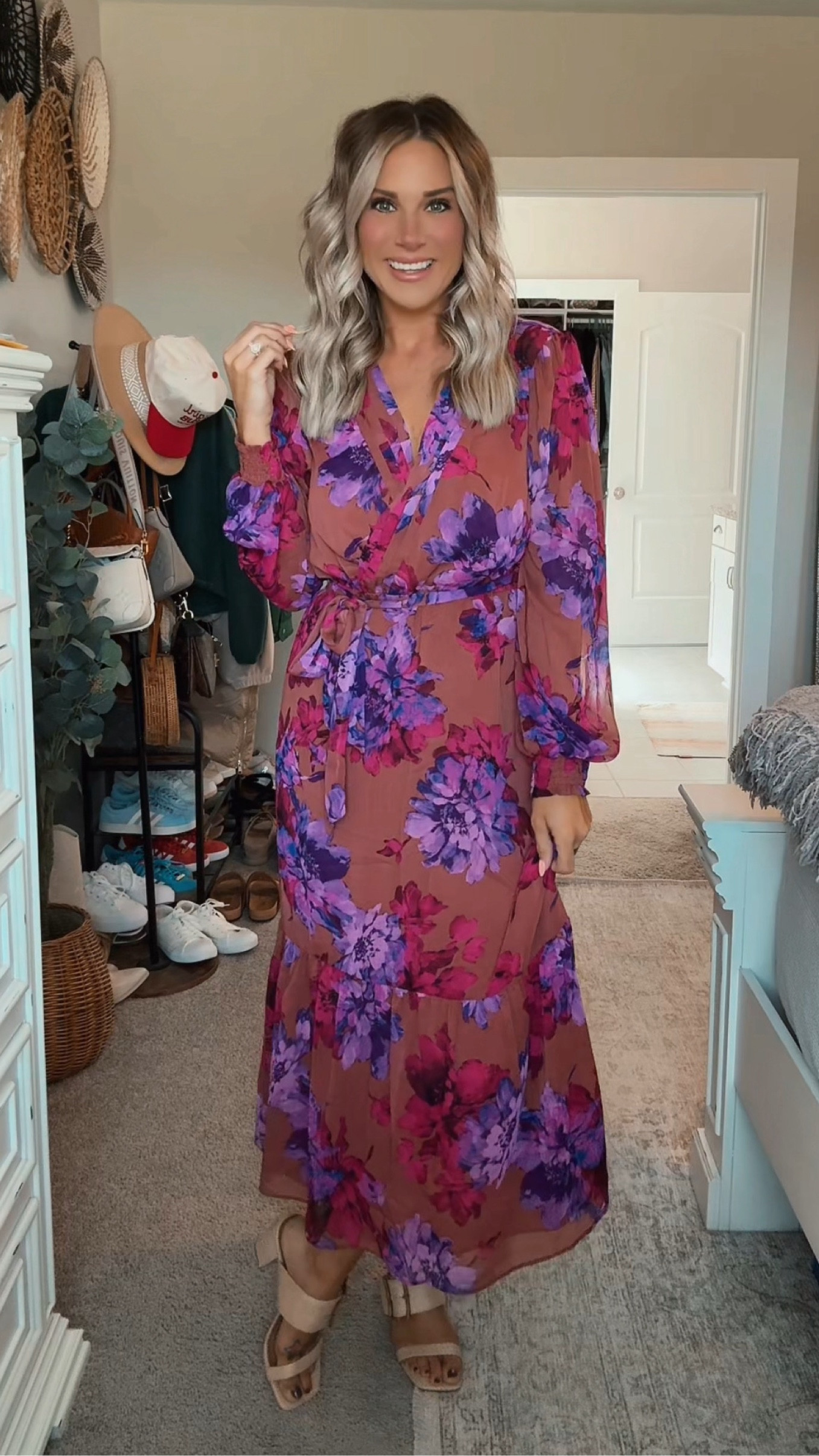 I can’t believe this dress is from Walmart! Purple and burnt orange floral long sleeve maxi dress is perfect for fall weddings! And super affordable.

#LTKFindsUnder50 #LTKSeasonal #LTKMidsize
