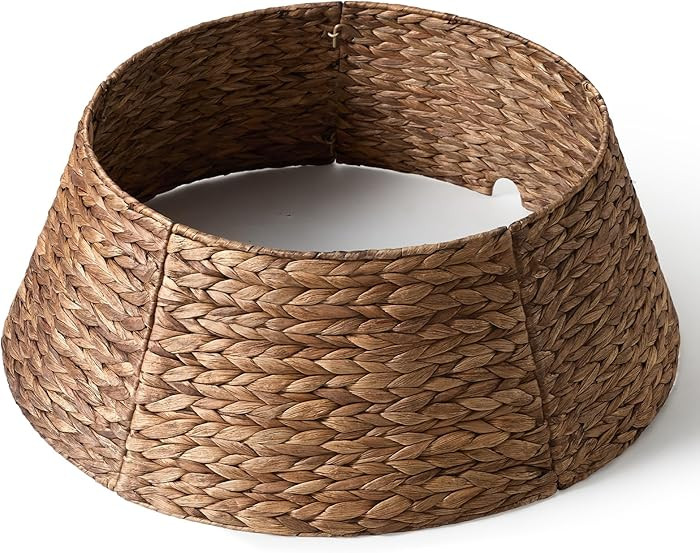 28in Christmas Tree Collar - Woven Hyacinth Tree Collars for Artificial Trees - Rattan Rustic Far... | Amazon (US)