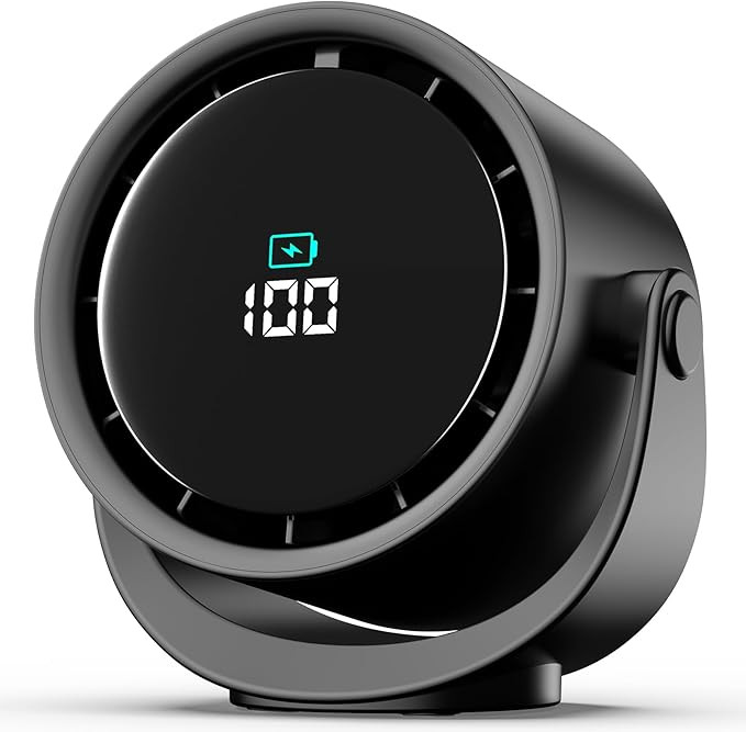 YOSHENMO Portable Desk Fan for Bedroom, Turbo Table Fans with smile icon LED Display, 6-inch, 5-S... | Amazon (US)