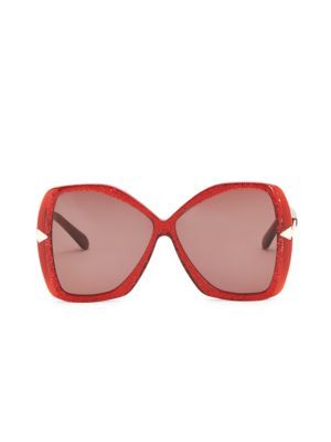 Karen Walker - 60MM Mary Red Glitter Sunglasses | Saks Fifth Avenue