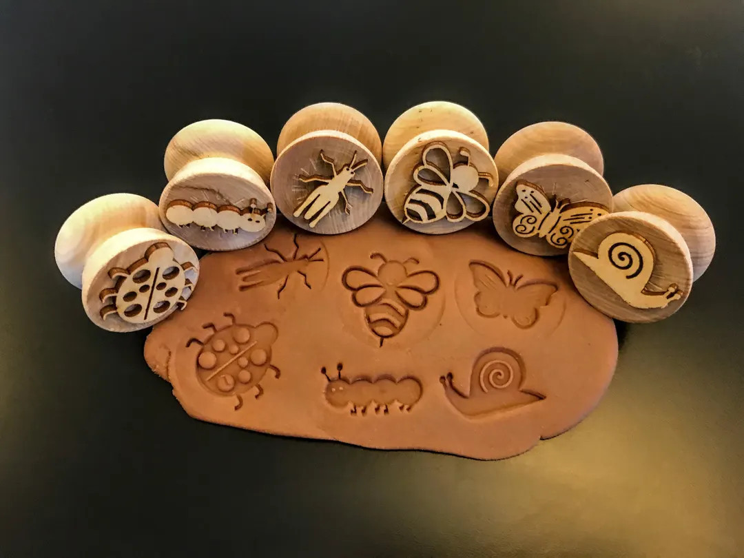 Wooden Garden Bug Stampers | Set of 6 Playdough Tools | Sustainably Sourced Wood | Bee, Caterpill... | Etsy (US)