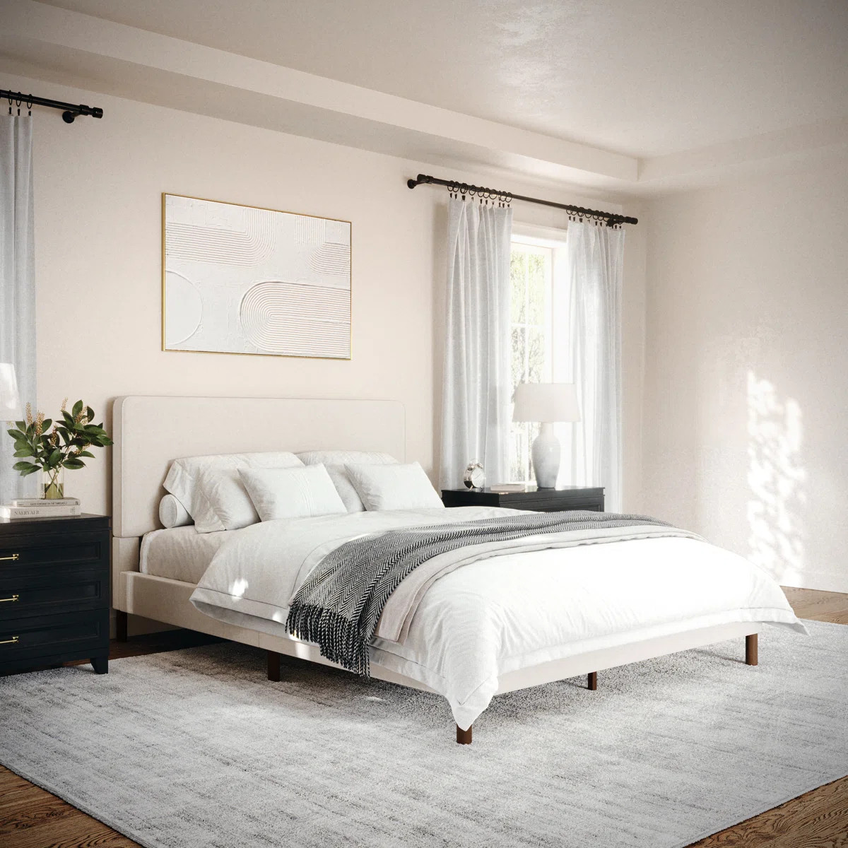 Martha Stewart Britta Upholstered Platform Bed With Piped Detail Headboard & Reviews | Wayfair | Wayfair North America