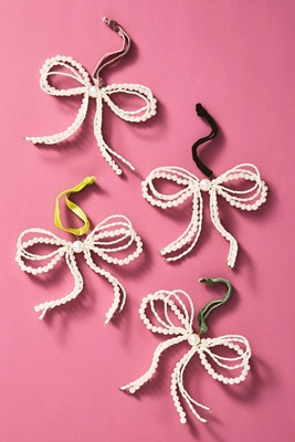 Pearled Bow Ornaments, Set of 4 | Anthropologie (US)