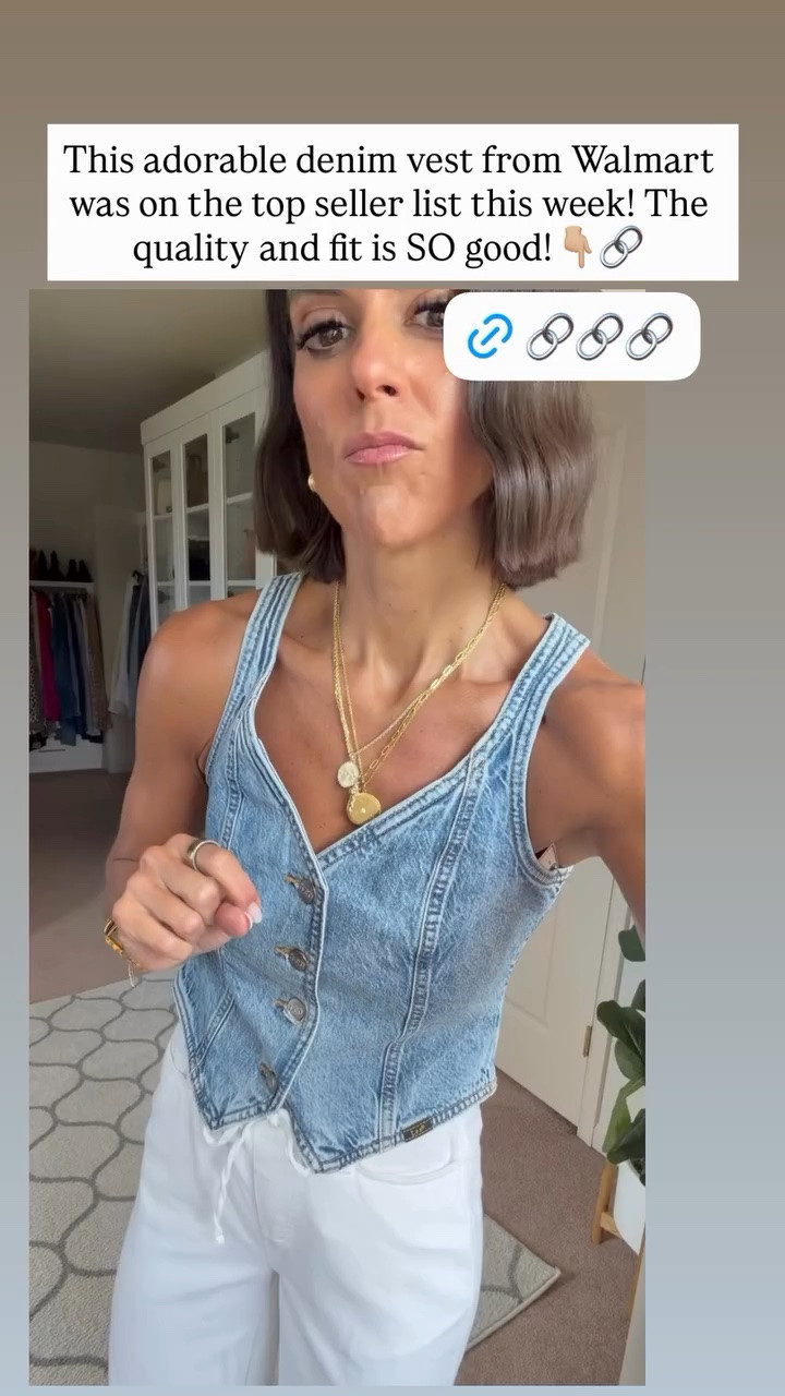 This adorable denim vest from Walmart was on the top seller list this week! The quality and fit is SO good!👇🏼🔗