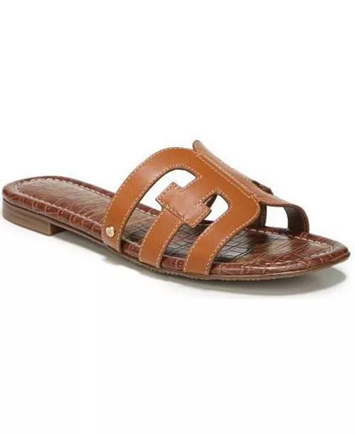 Slip-On Flat Leather Casual Sandals | Macy's
