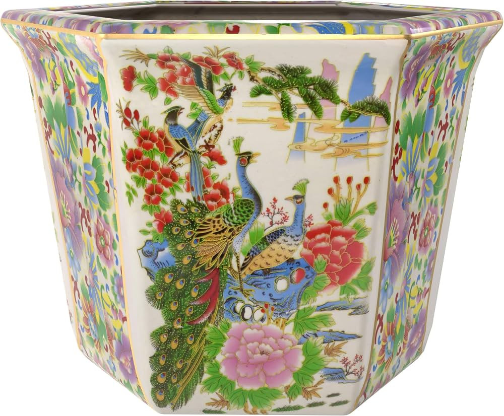 10" Satsuma Birds & Flowers Porcelain Flower Pot | Amazon (US)