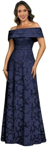 Off The Shoulder Mother of The Bride Dresses for Women Lace Floral Jacquard Long Formal Evening G... | Amazon (US)