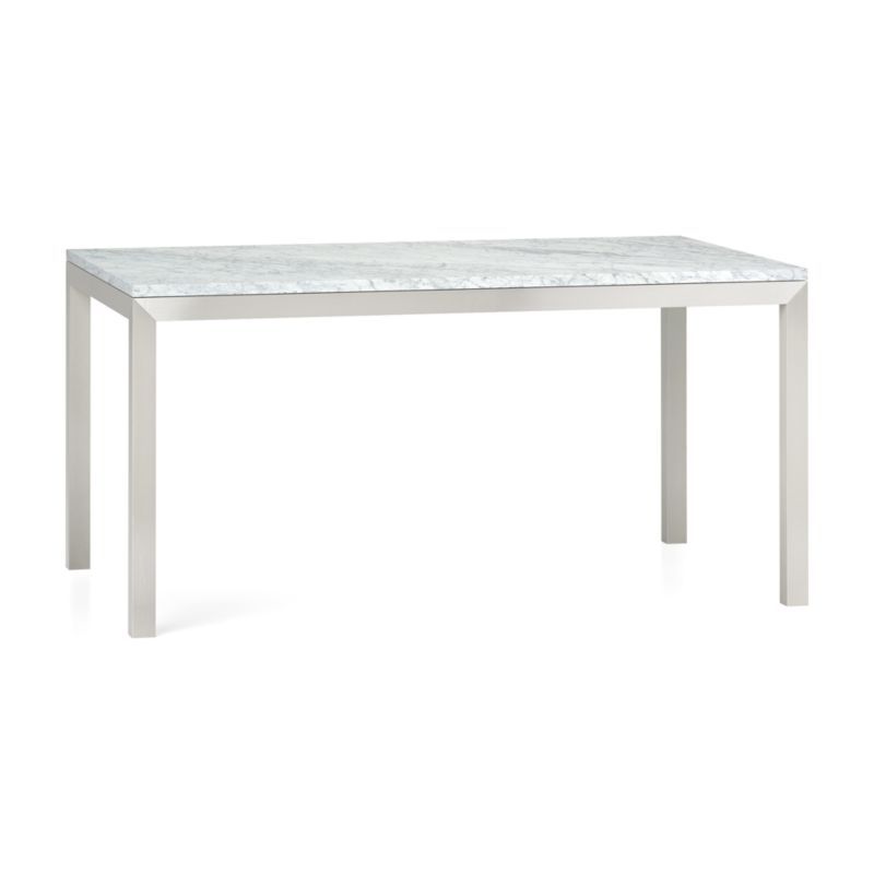 Parsons White Marble Top/ Stainless Steel Base 60x36 Dining Table | Crate & Barrel