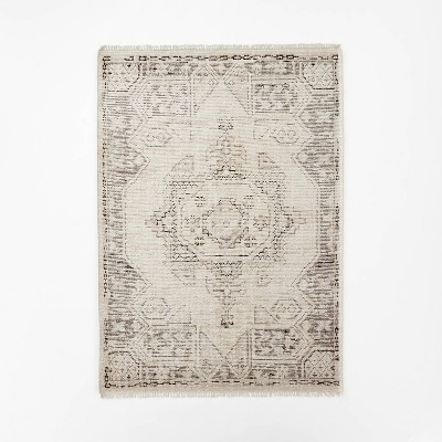 9'x12' Knolls Authentic Hand Knotted Distressed Persian Style Rug Ivory - Threshold™ designed with Studio McGee | Target