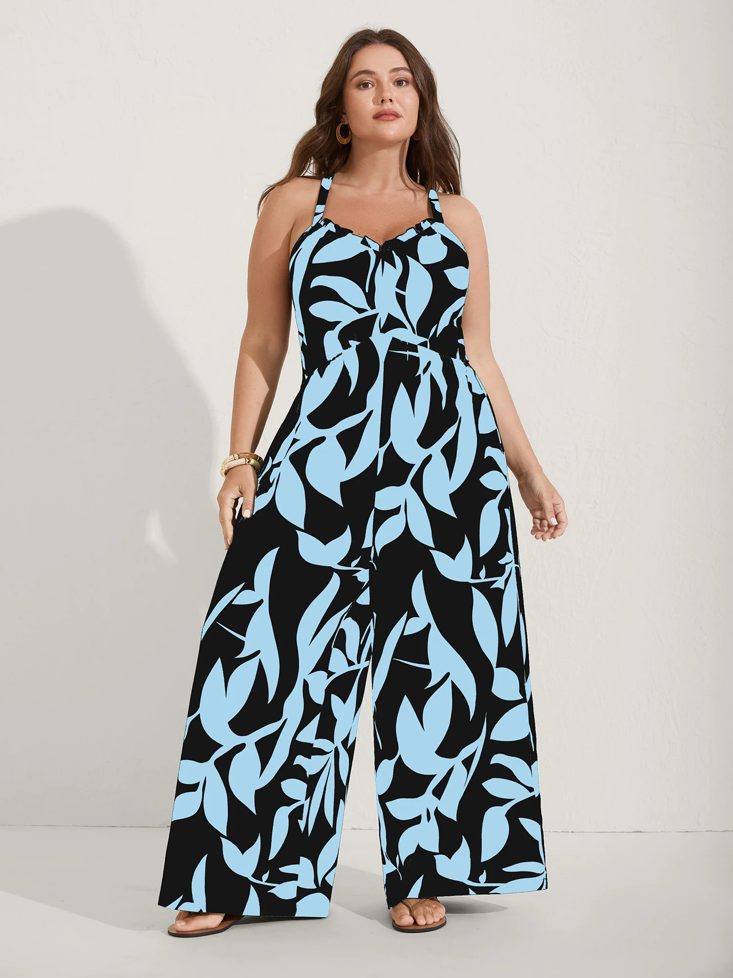 Silhouette Floral Print Sweetheart Jumpsuit | Bloomchic