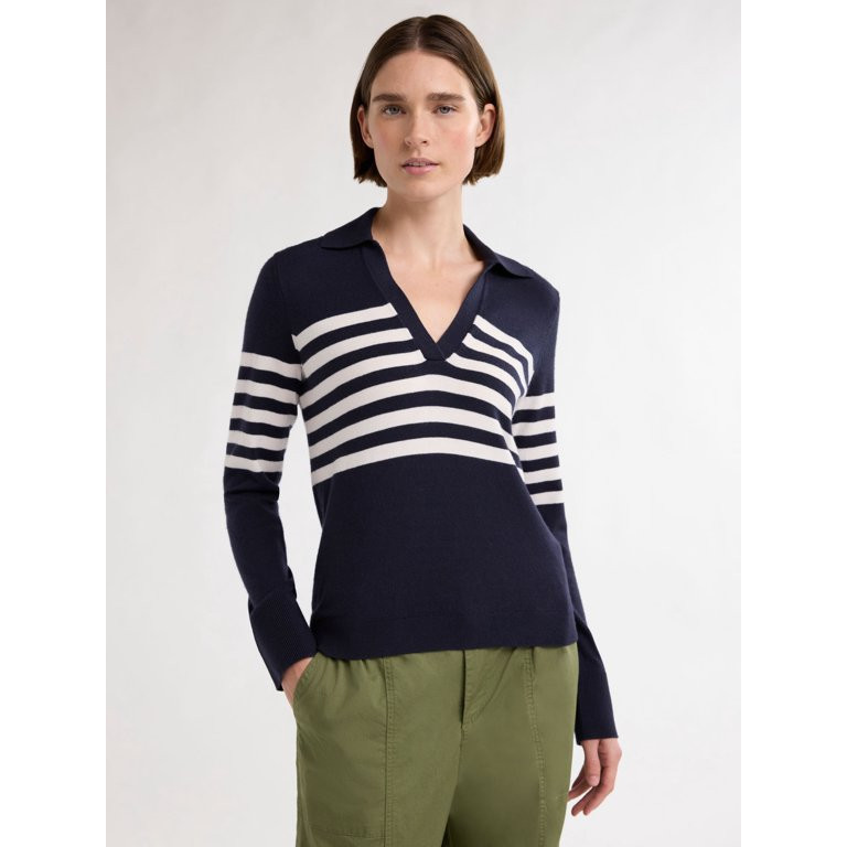 Free Assembly Women’s Cozy Yarn Polo Sweater with Long Sleeves, Lightweight, Sizes XS-XXL - Wal... | Walmart (US)