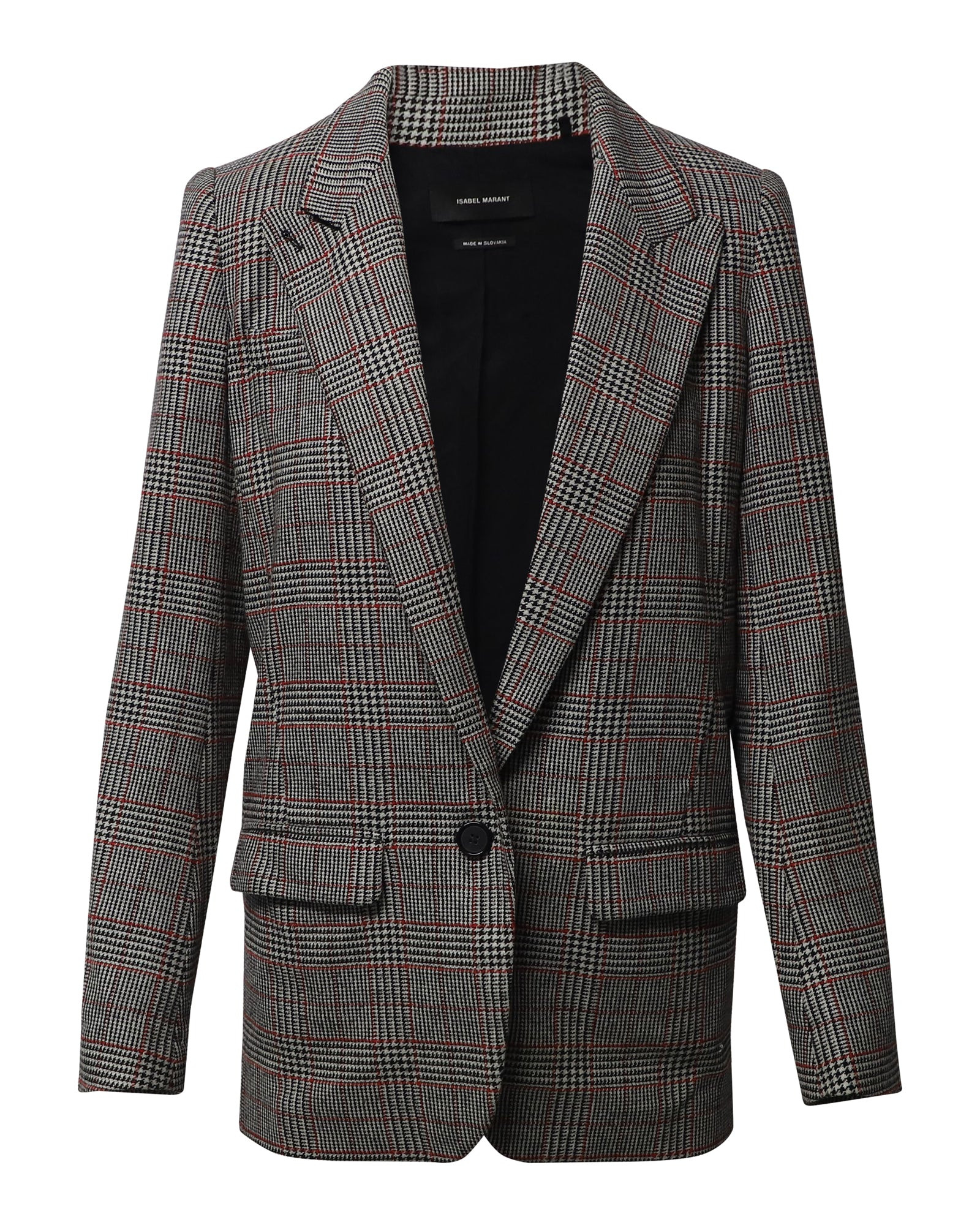 Isabel Marant Plaid Oversized Blazer in Grey Polyester | Shop Simon
