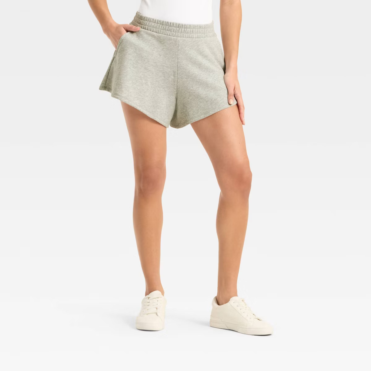 Women's 4" French Terry Flowy Shorts - All In Motion™ Heathered Gray S | Target