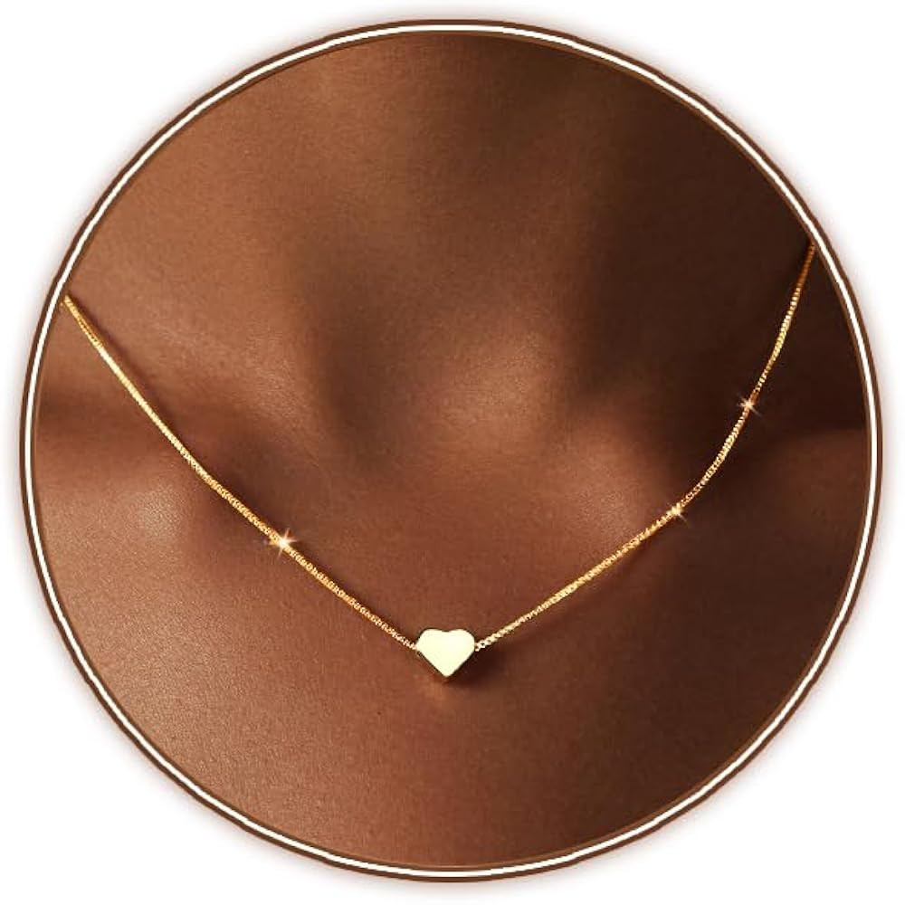 Zeffy Valentines Day Gifts for Her - Dainty Gold Heart Necklace for Women Girls Trendy 14K Gold/S... | Amazon (US)