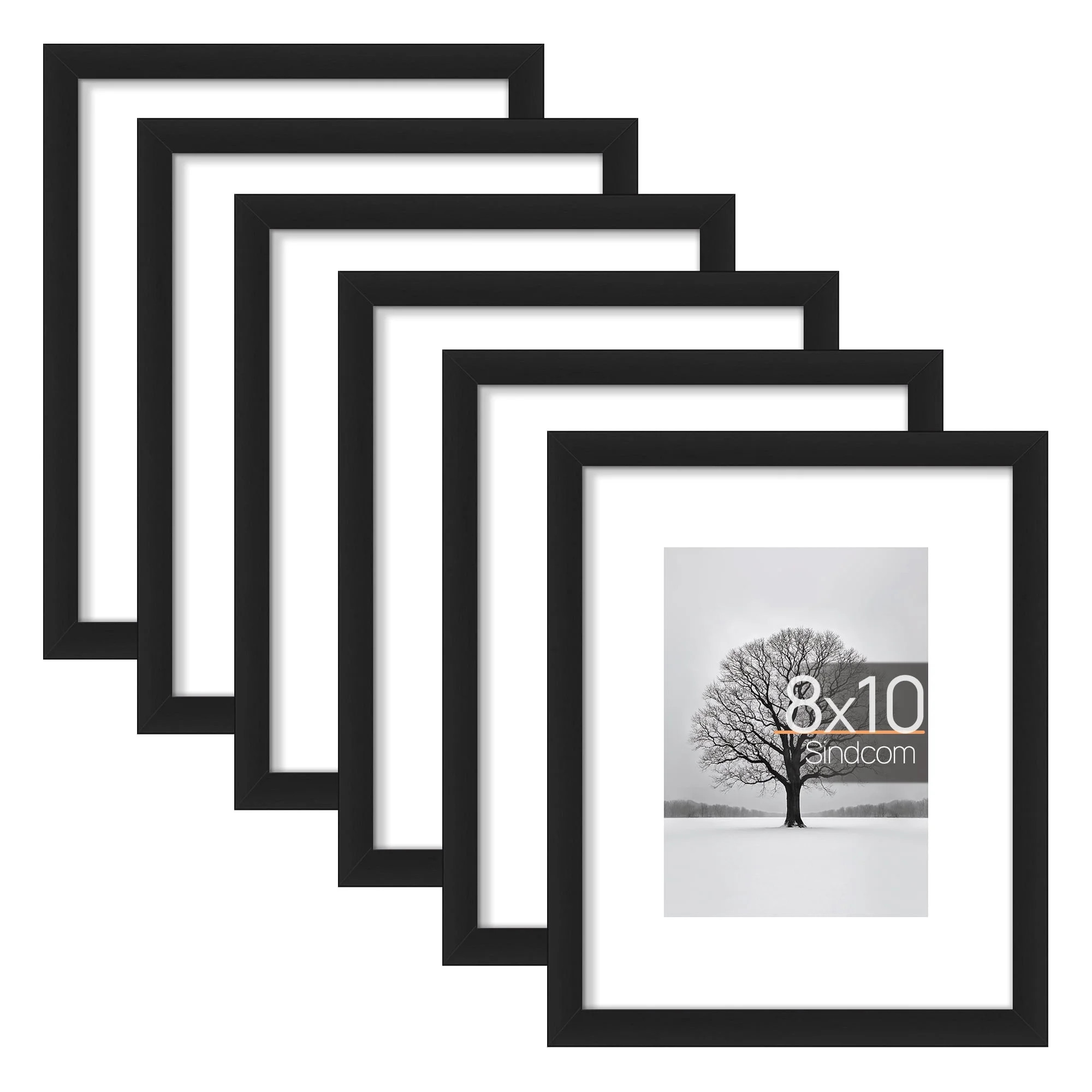 Sindcom 6 Pack 8x10 Picture Frames,Display Pictures 5x7 with Mat or 8 x 10 Without Mat,Gallery Wa... | Walmart (US)