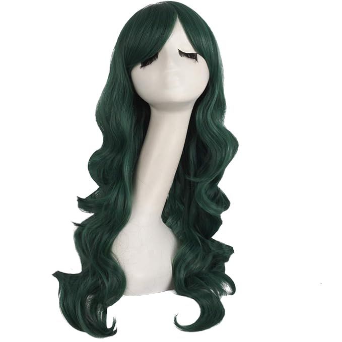 MapofBeauty 28 Inch/70cm Charming Women Side Bangs Long Curly Full Hair Synthetic Wig (Pine Green... | Amazon (US)