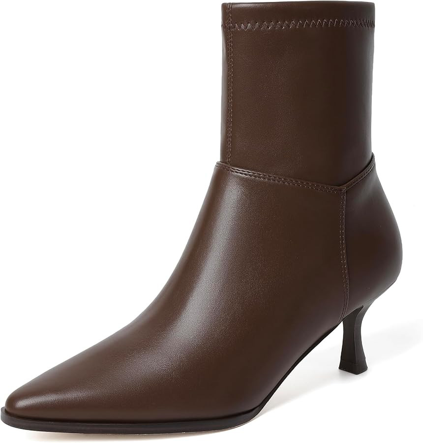 RIBONGZ Ankl Boots for Women Stiletto Kitten Heel Sexy Cowgirl Booties Side Zipper Pointed Toe Lo... | Amazon (US)