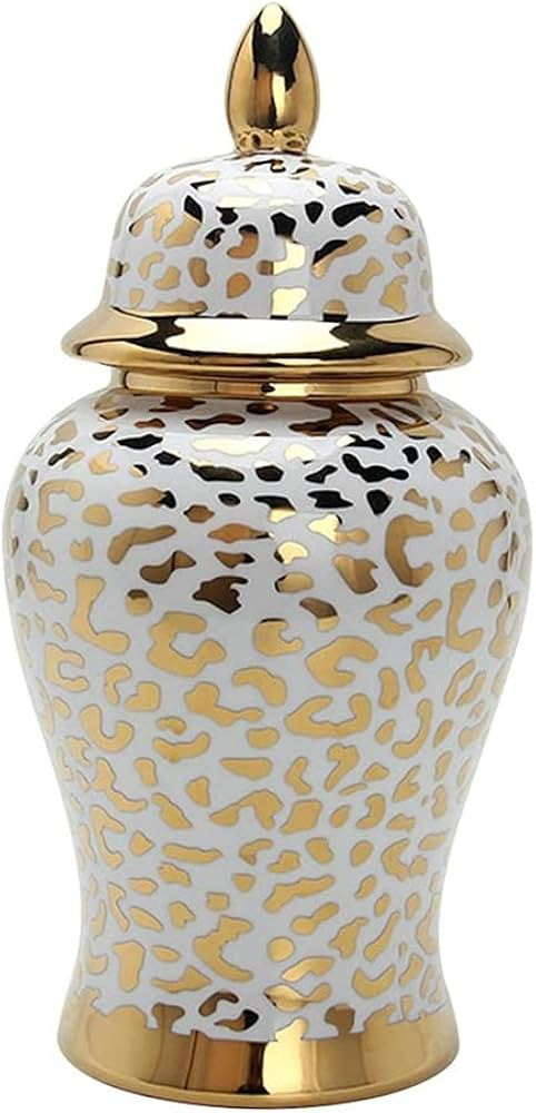 Leopard Print Ginger Jar Glazed Porcelain Temple Jar for Home Decor, Decorative Vase for Home Dec... | Amazon (US)