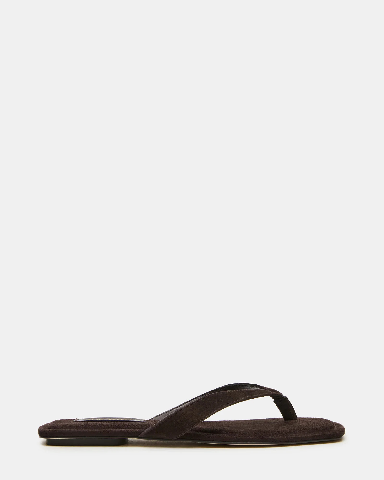 TRELLA Brown Suede Square-Toe Thong Sandals | Women's Designer Sandals | Steve Madden (Canada)