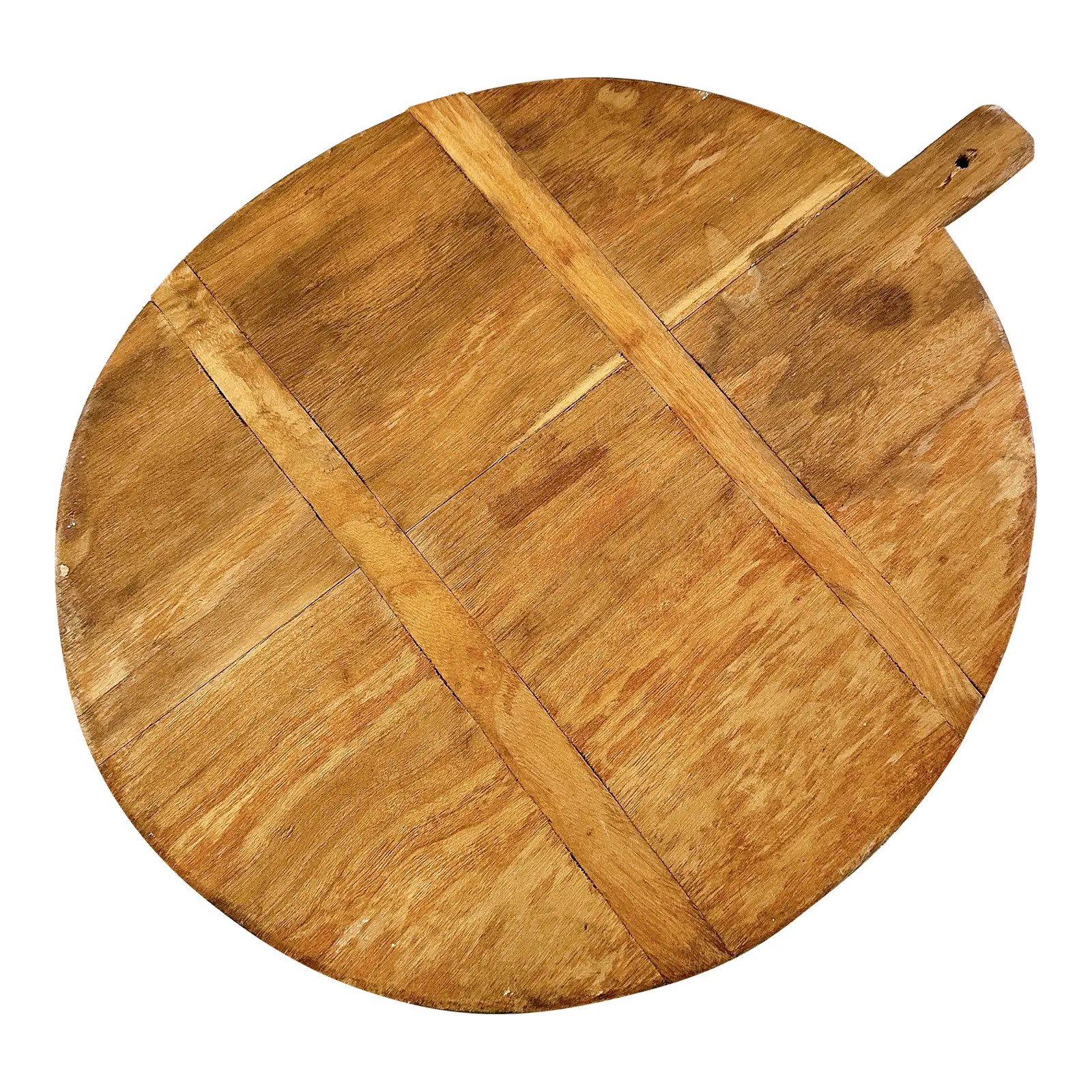 Antique Primitive Large Round Wood Cutting Bread Board | Chairish