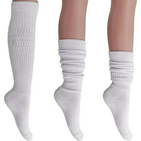 White Cotton Slouch Socks for Women Shoe Size 5-10 - 2 Pairs from M.O.S | Walmart (US)