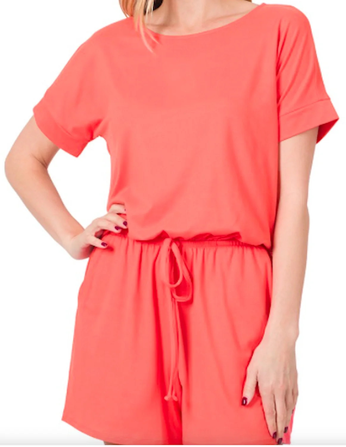 Cute Perfect Fit Plus Size Short Sleeve Round Neck Stretchy Elastic Waist Romper 1x, 2x, 3x - Wal... | Walmart (US)