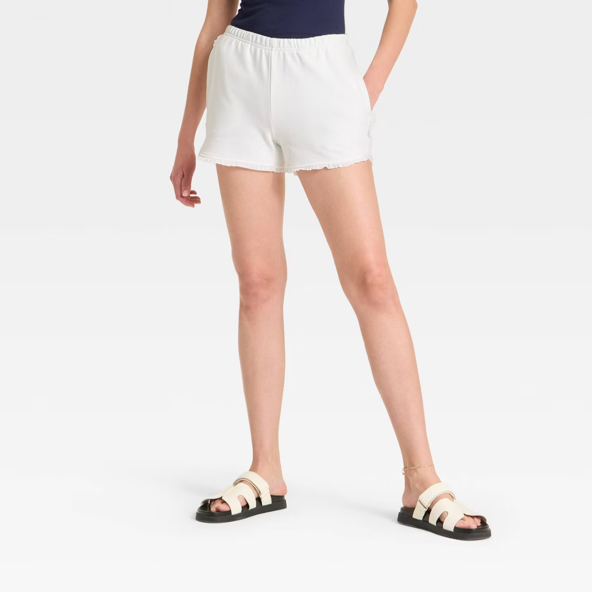 Women's French Terry Mid-Rise Lace Trim Pull-On Shorts - Wild Fable™ | Target