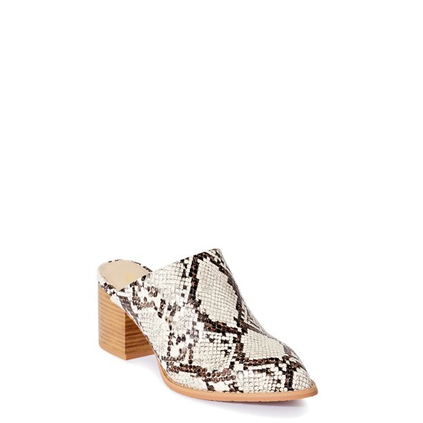 Melrose Ave Women's Vegan Leather Pointed Toe Block Heel Mule | Walmart (US)