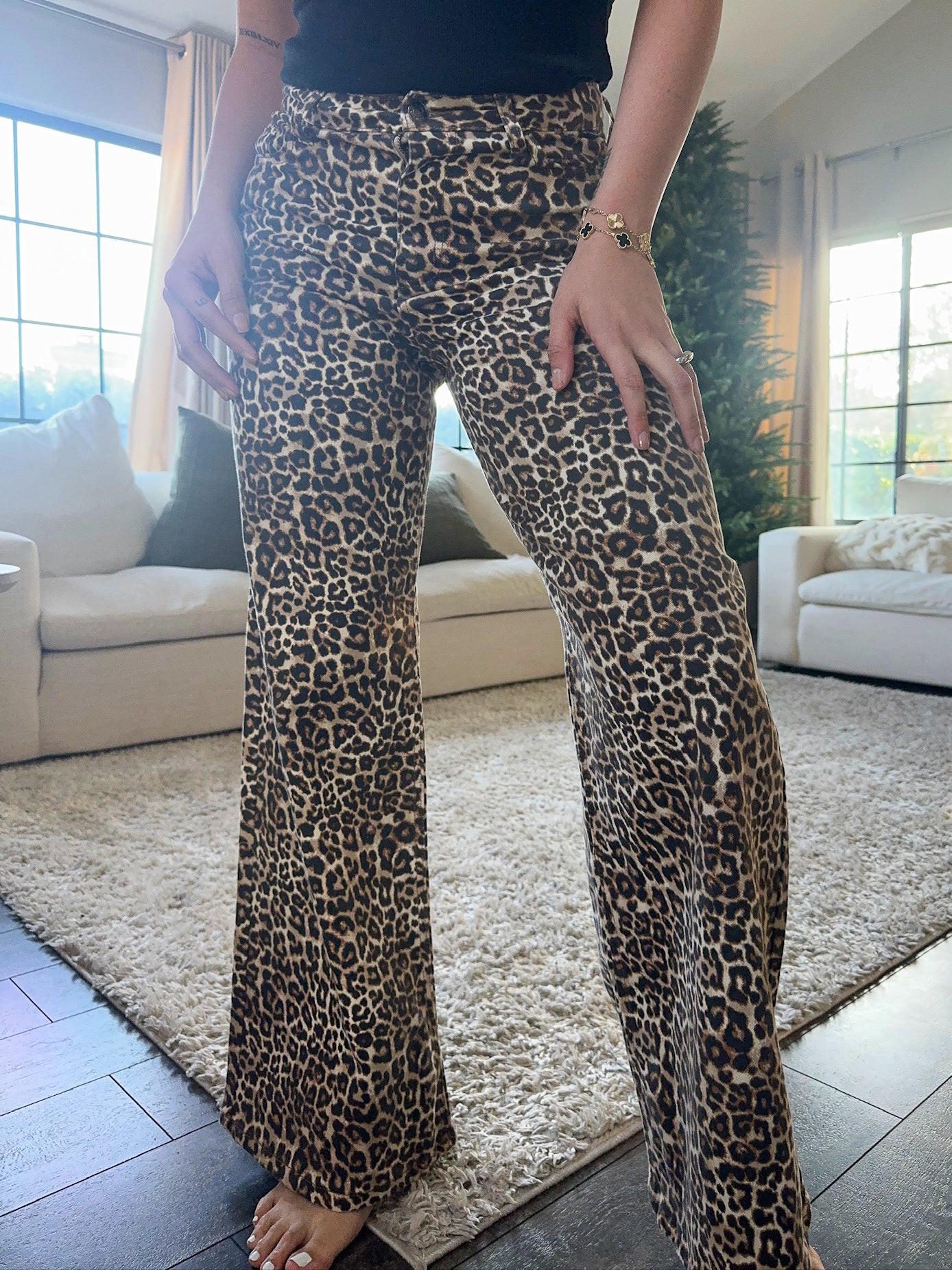 Isabelle Leopard Wide Leg Jeans (Leopard) 5 | Laura's Boutique, Inc