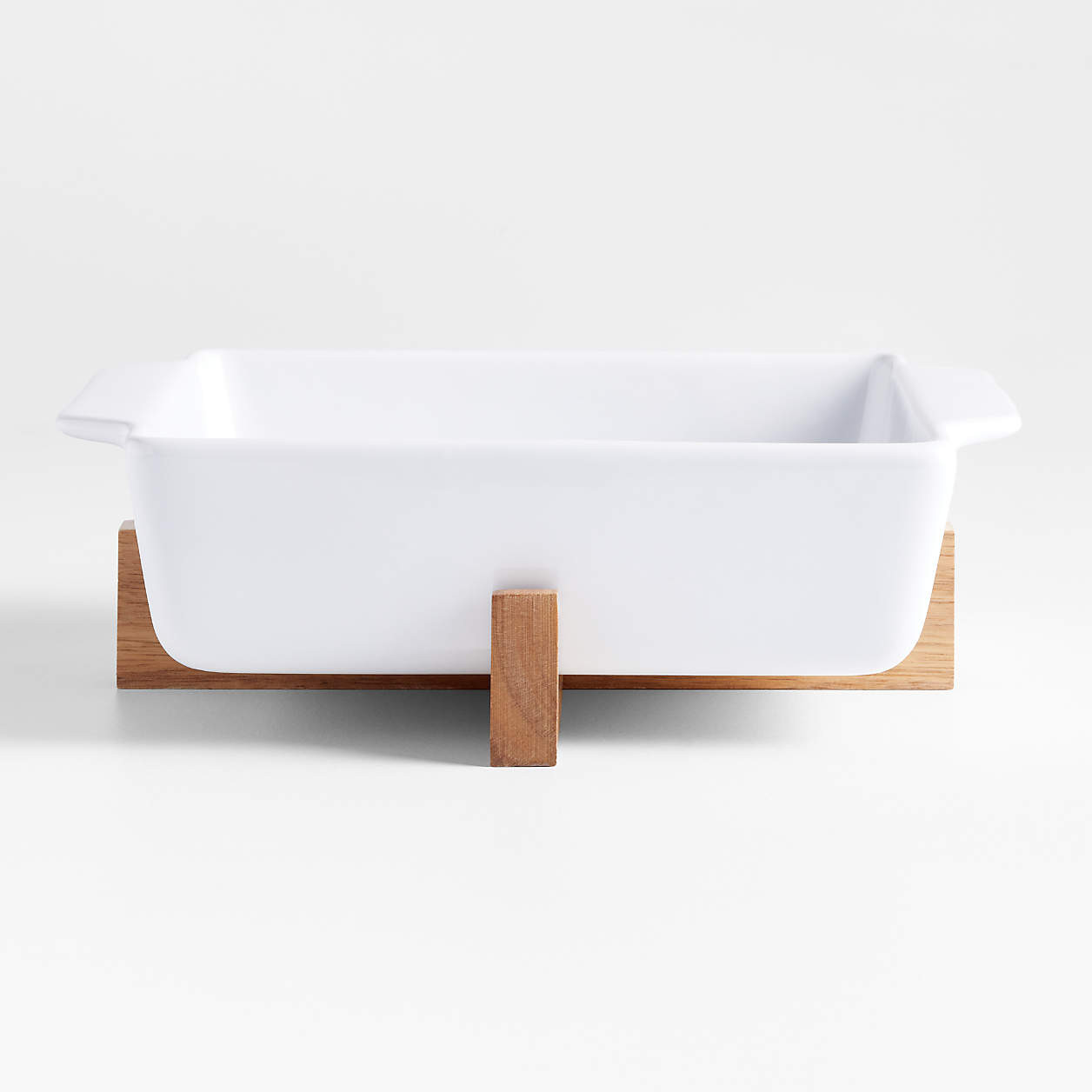 Oven-to-Table Square Baking Dish with Wood Trivet + Reviews | Crate & Barrel | Crate & Barrel